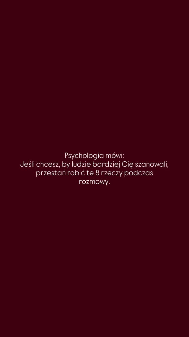 Psychologia mówi:
Jeśli chcesz, by ludzie darzyli Cię większym szacunkiem, przestań robić w rozmowach te 8 rzeczy👇🏻
Jako strateg biznesowy i trener sprzedaży widzę na co dzień jak wpływa to na pewność siebie, autorytet i wizerunek Twojej marki.
1. Nadmierne tłumaczenie się
To sygnalizuje brak pewności siebie.
Powiedz to co konieczne i zrób pauzę.
2. Niepotrzebne przepraszanie
Ciągłe „przepraszam” sprawia, że wyglądasz na osobę niepewną, a nie uprzejmą.
3. Nerwowy uśmiech podczas poważnej wypowiedzi
To wprowadza innych w błąd co do Twoich granic.
4. Mówienie zbyt szybko
Tempo często wynika z napięcia.
Spokojne tempo = większa wiarygodność.
5. Szukanie potwierdzenia w trakcie zdania
(np. „prawda?”, „wiesz?”)
To osłabia siłę Twojej wypowiedzi.
6. Przerywanie żeby udowodnić swoją rację
Prawdziwa pewność siebie potrafi wysłuchać do końca.
7. Umniejszanie własnym osiągnięciom
Jeśli sam/a się umniejszasz uczysz innych by robili to samo.
8. Tłumaczenie emocji zamiast jasnego stawiania granic
Szacunek rośnie wtedy gdy granice są klarowne, a nie usprawiedliwiane.
Ludzie bardziej szanują opanowanie emocji, klarowność komunikacji i pewność siebie niż głośność czy dominację.
Jako trener sprzedaży z 17-letnim doświadczeniem pomagam przedsiębiorcom i handlowcom:
• lepiej sprzedawać,
• skuteczniej pozyskiwać klientów,
• komunikować swoją wartość,
• i zarabiać więcej.
Jeśli chcesz nauczyć się lepiej sprzedawać, pozyskiwać klientów i ułożyć proces sprzedaży w Twojej firmie:
📩 Napisz wiadomość prywatną, jeśli interesuje Cię indywidualne wsparcie lub szkolenie dla Twojej firmy.
🔗 Szczegóły znajdziesz w linku w bio.
#sprzedaż #strategiasprzedaży #psychologiabiznesu #biznesonline #kobietawbiznesie