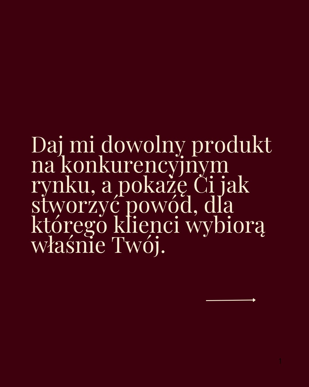 Nie zawsze musisz stworzyć zupełnie nowy produkt, żeby zbudować silną markę.

Czasami sam produkt może pozostać praktycznie bez zmian. Zmienia się natomiast sposób, w jaki klient go postrzega: dla kogo został stworzony, jaki problem rozwiązuje i przede wszystkim dlaczego miałby wybrać właśnie ten, a nie jeden z dziesiątek podobnych produktów na rynku.

Wybierz konkretnego klienta. Zbuduj jeden jasny komunikat. Zadbaj o to, żeby produkt wyróżniał się wizualnie. Zamiast wymieniać ogólne cechy, pokaż klientowi efekt, który może dzięki niemu osiągnąć. A pierwszy zakup zaprojektuj tak, żeby decyzja była łatwa i wiązała się z niewielkim ryzykiem.

Chcesz, żeby Twoja oferta nie była kolejną opcją do porównania, tylko oczywistym wyborem dla klienta? 

Napisz w komentarzu „TAK”, a podeślę Ci gotowe rozwiązanie.

#sprzedaż #biznesonline #kobietawbiznesie #psychologiasprzedaży