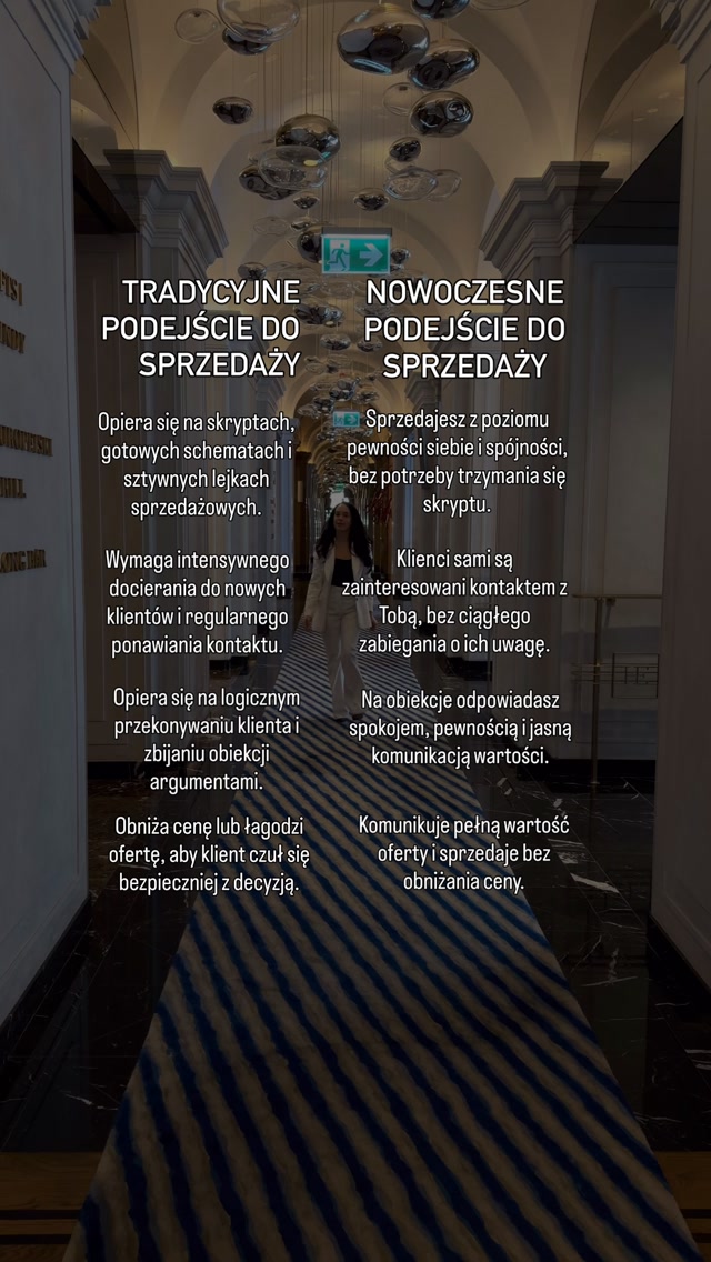 Są dwa sposoby sprzedaży.

Jeden opiera się na skryptach, ciągłym wychodzeniu do klientów i przekonywaniu ich, żeby powiedzieli „tak”.

Drugi opiera się na pewności siebie, silnej pozycji eksperckiej i takim prowadzeniu sprzedaży, dzięki któremu klient trafia do Ciebie już z przekonaniem, że chce z Tobą pracować.

Który wybierasz?

Tego właśnie uczę podczas mojego mentoringu nowoczesnej sprzedaży, z którym ruszamy już na początku października.

Bo dobra sprzedaż nie powinna oznaczać ciągłego gonienia za klientami, przypadkowych rozmów i zastanawiania się: „Czy powinnam jeszcze raz do niego napisać?”

To system, w którym wiesz:
- jak regularnie pozyskiwać właściwych klientów,
- jak prowadzić rozmowę sprzedażową,
- jak robić follow-up bez poczucia, że się narzucasz,
- jak pracować z obiekcjami bez przekonywania na siłę,
- jak komunikować wartość swojej oferty i cenę z pewnością.

To wersja Ciebie, która sprzedaje z większą lekkością.
Buduje autorytet, zanim rozpocznie rozmowę sprzedażową.
Nie goni za klientem.
Nie obniża ceny tylko po to, żeby łatwiej było usłyszeć „tak”.
Nie podważa własnej wartości.
I potrafi komunikować cenę tak, żeby nie stawała się punktem wyjścia do negocjacji.

Rekrutacja do mentoringu już ruszyła 🥳

Jeśli chcesz w końcu poukładać swoją sprzedaż, zbudować system pozyskiwania klientów i przestać tracić klientów podczas rozmów sprzedażowych napisz w komentarzu „SPRZEDAŻ”, a wyślę Ci szczegóły.

#sprzedaż #psychologiasprzedaży #biznesonline #markaosobista